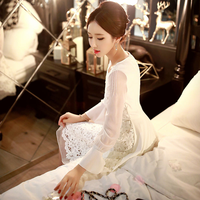 购买粉红大布娃娃 薄纱袖蕾丝连衣裙 | yesstyle